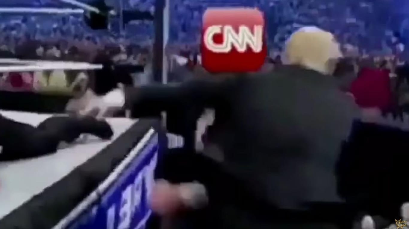 Ein Screenshot aus dem Prügelvideo mit Donald Trump.