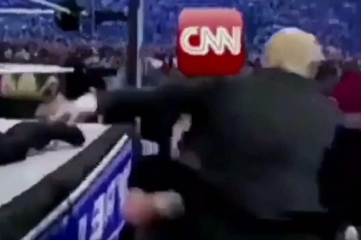 Ein Screenshot aus dem Prügelvideo mit Donald Trump.