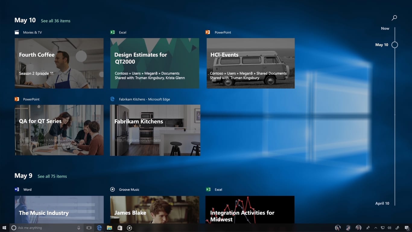 Die Timeline-Funktion in Windows 10 von Microsoft