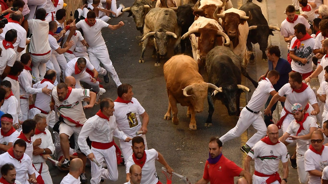 Jedes Jahr kommen tausende Besucher nach Pamplona, um an den Sanfermines an den Stierläufen teilzunehmen.