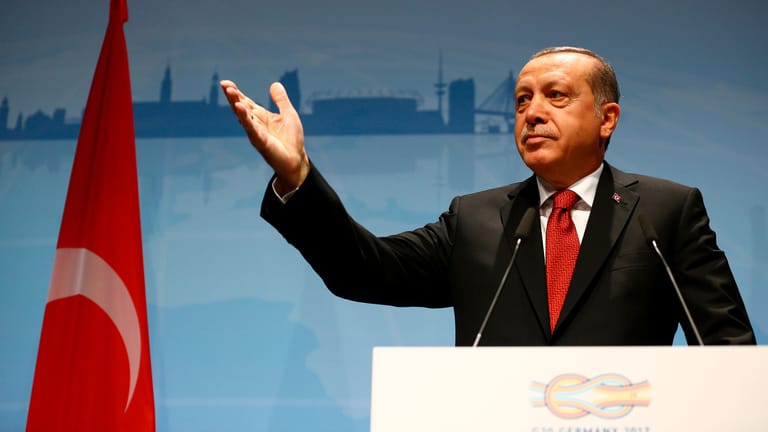 Der türkische Präsident Recep Tayyip Erdogan bei einer Pressekonferenz nach dem G20-Gipfel.