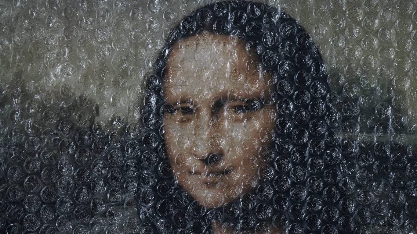 Mona Lisa unter Luftpolsterfolie
