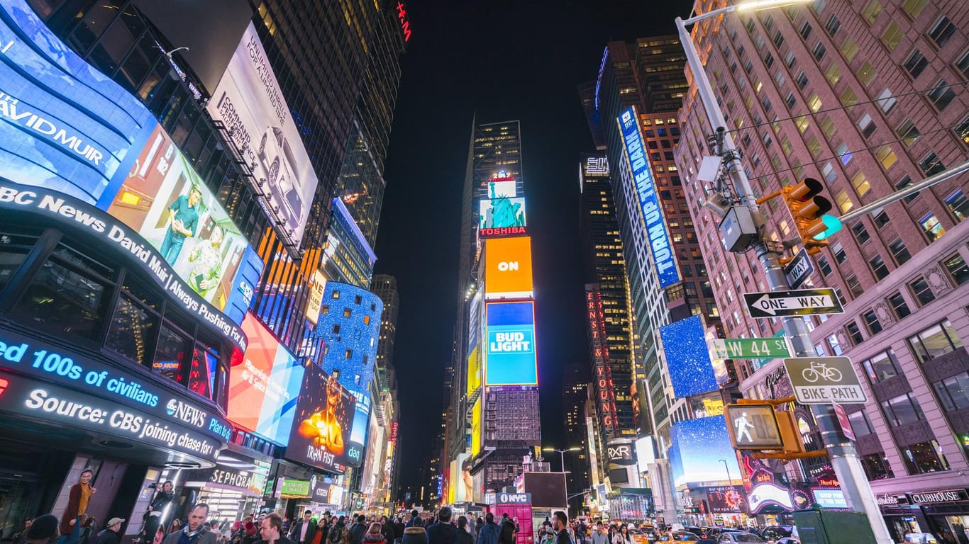 Times Square in New York City: Eine Langzeit-Studie nimmt auch das das Freizeitverhalten unter die Lupe.