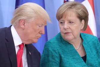 Donald Trump und Angela Merkel sprechen bei einer Paneldiskussion "Launch Event Women's Entrepreneur Finance Initiative" beim G20-Gipfel in Hamburg.
