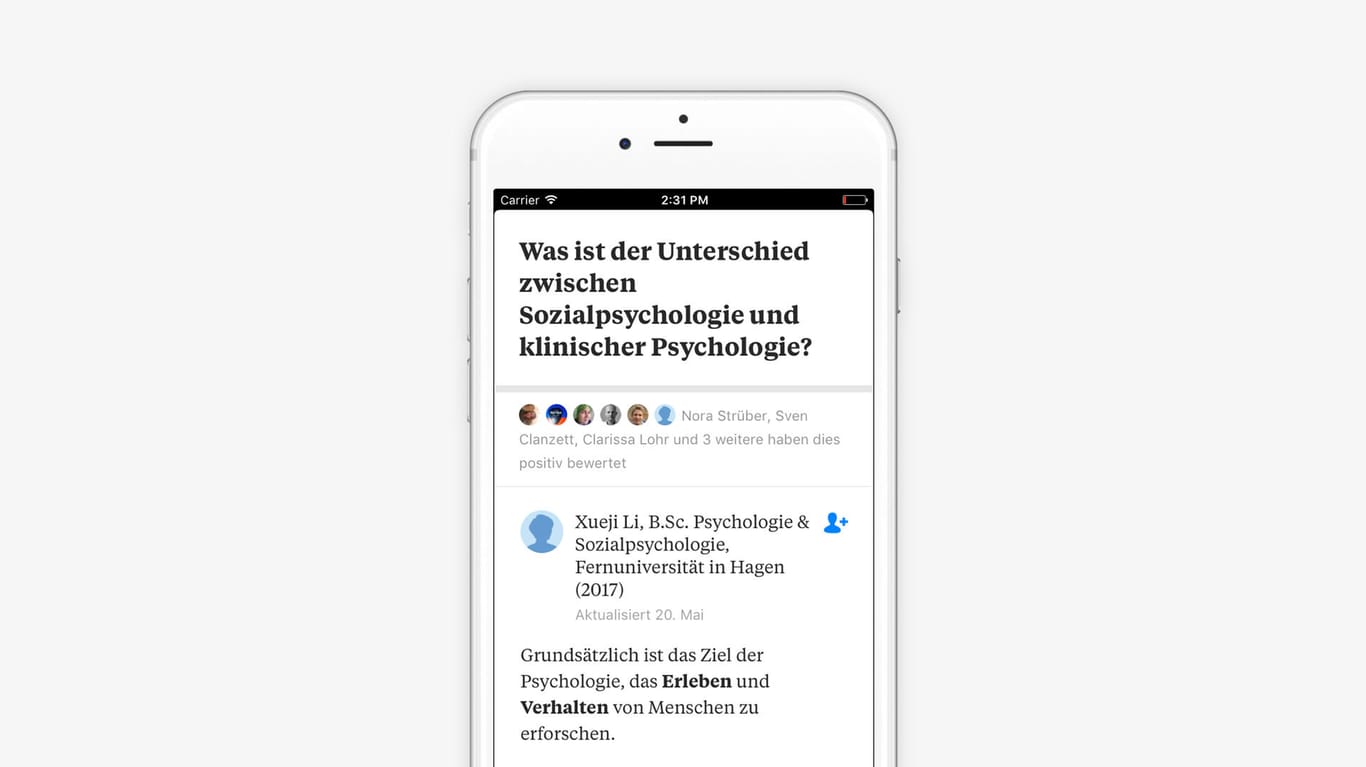 Frage und Antwort: Die deutsche Version der Wissensplattform "Quora" auf einem Smartphone.