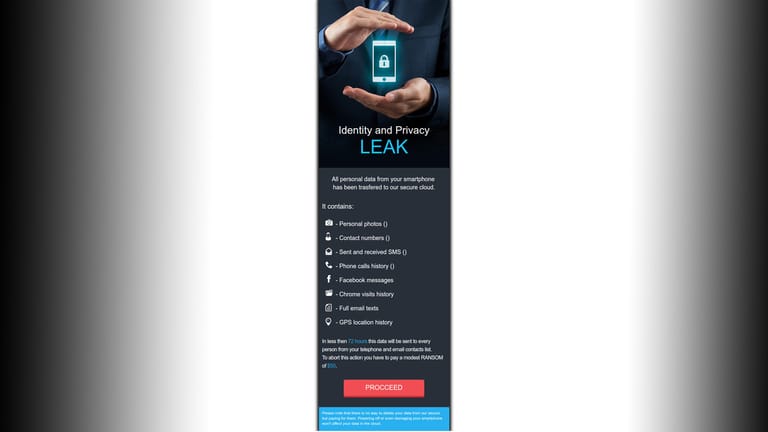 Screenshot der Erpressungssoftware "LeakerLocker"