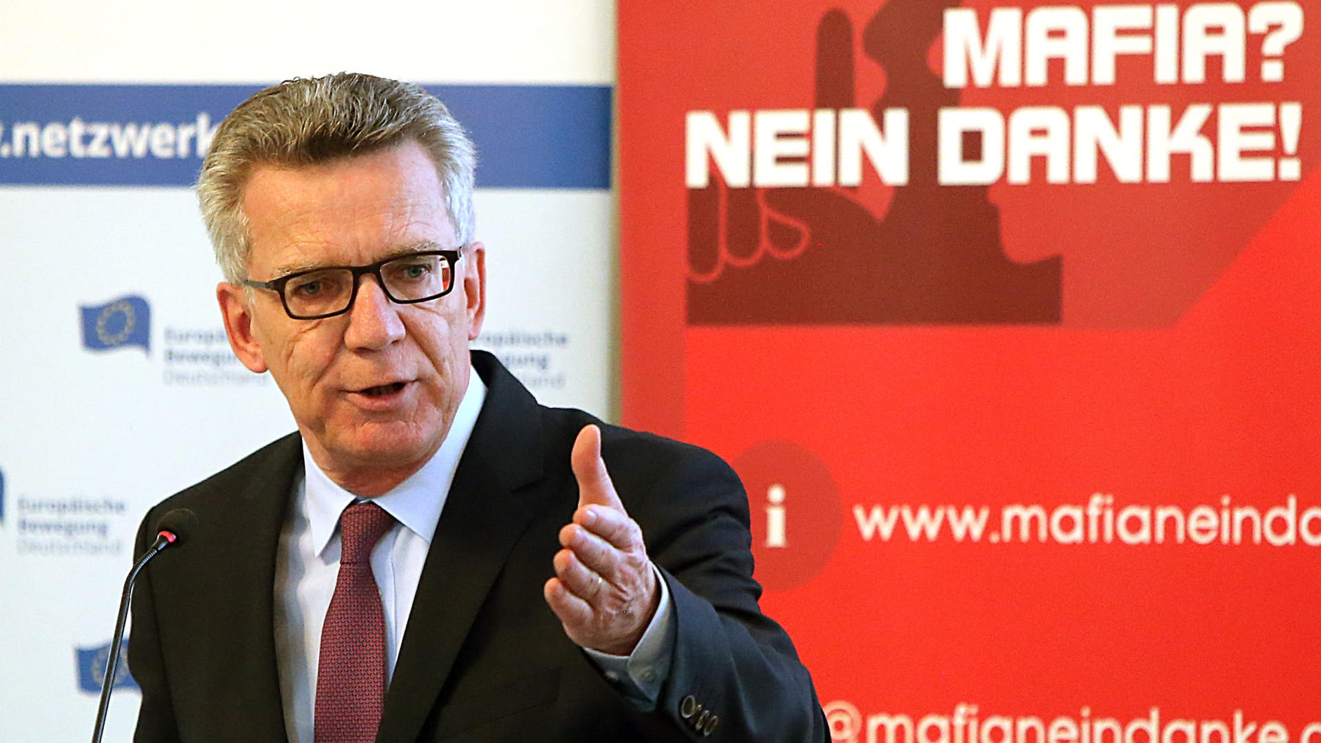 Thomas de Maizière auf der Anti-Mafia-Konferenz in Berlin