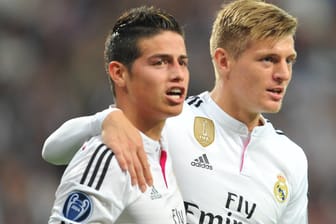 James (li.) und Toni Kroos spielten drei Jahre lang zusammen bei Real Madrid.