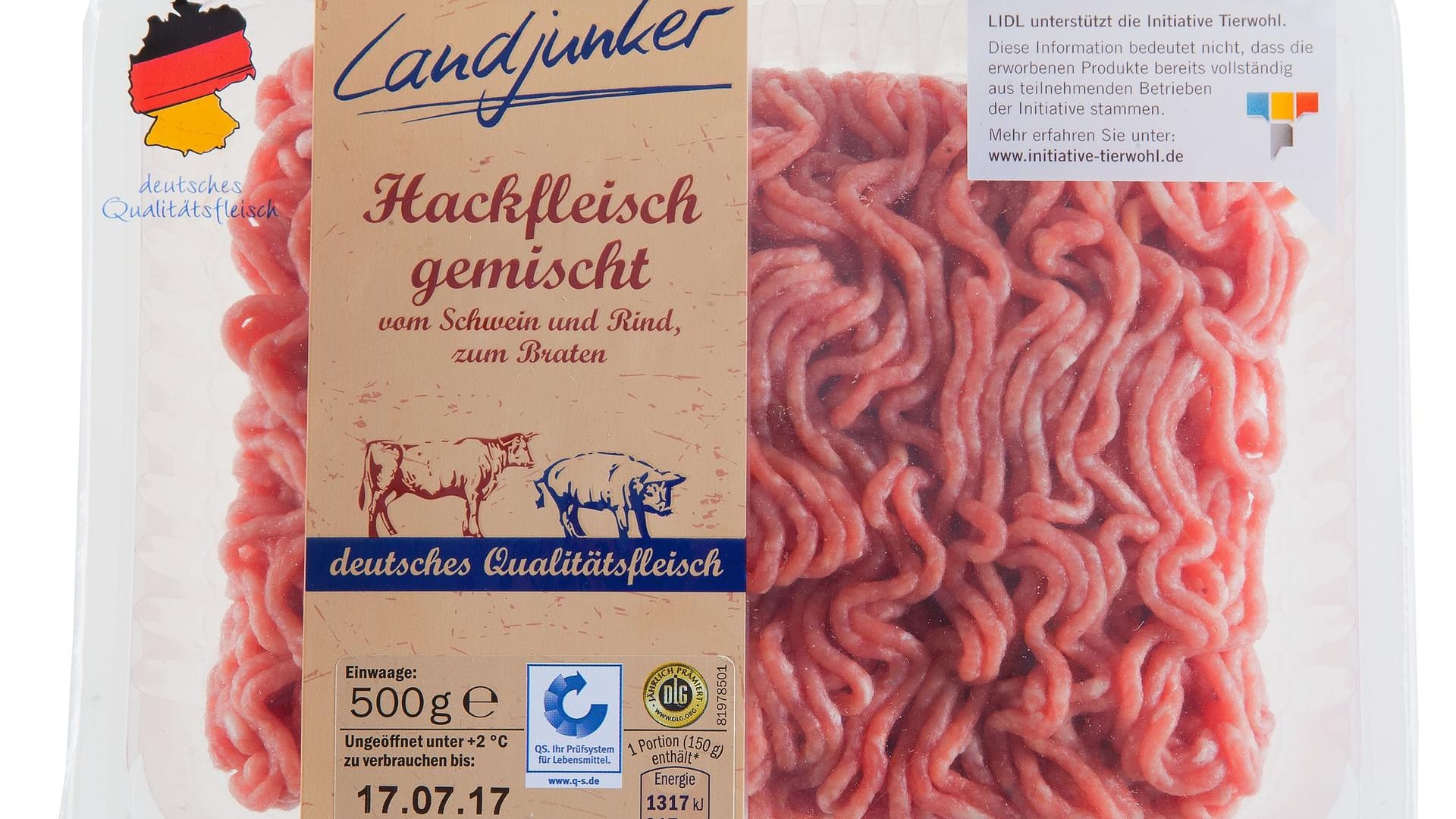 Lidle-Produkt "Landjunker Hackfleisch gemischt, 500 g"