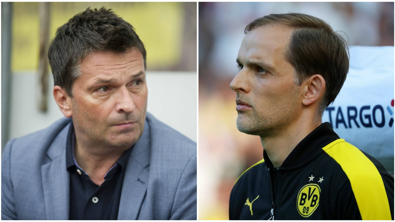 Schalkes Manager Christian Heidel (li.) und Ex-BVB-Trainer Thomas Tuchel kennen sich noch aus Mainzer Zeiten.