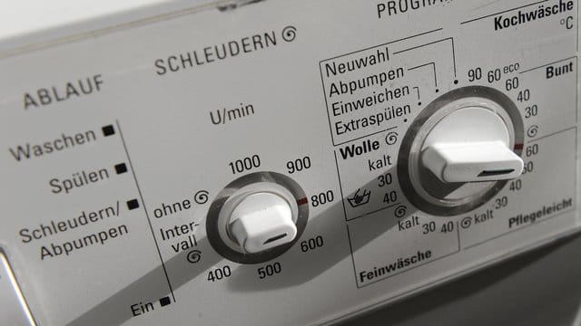 Die Anzeige einer Waschmaschine