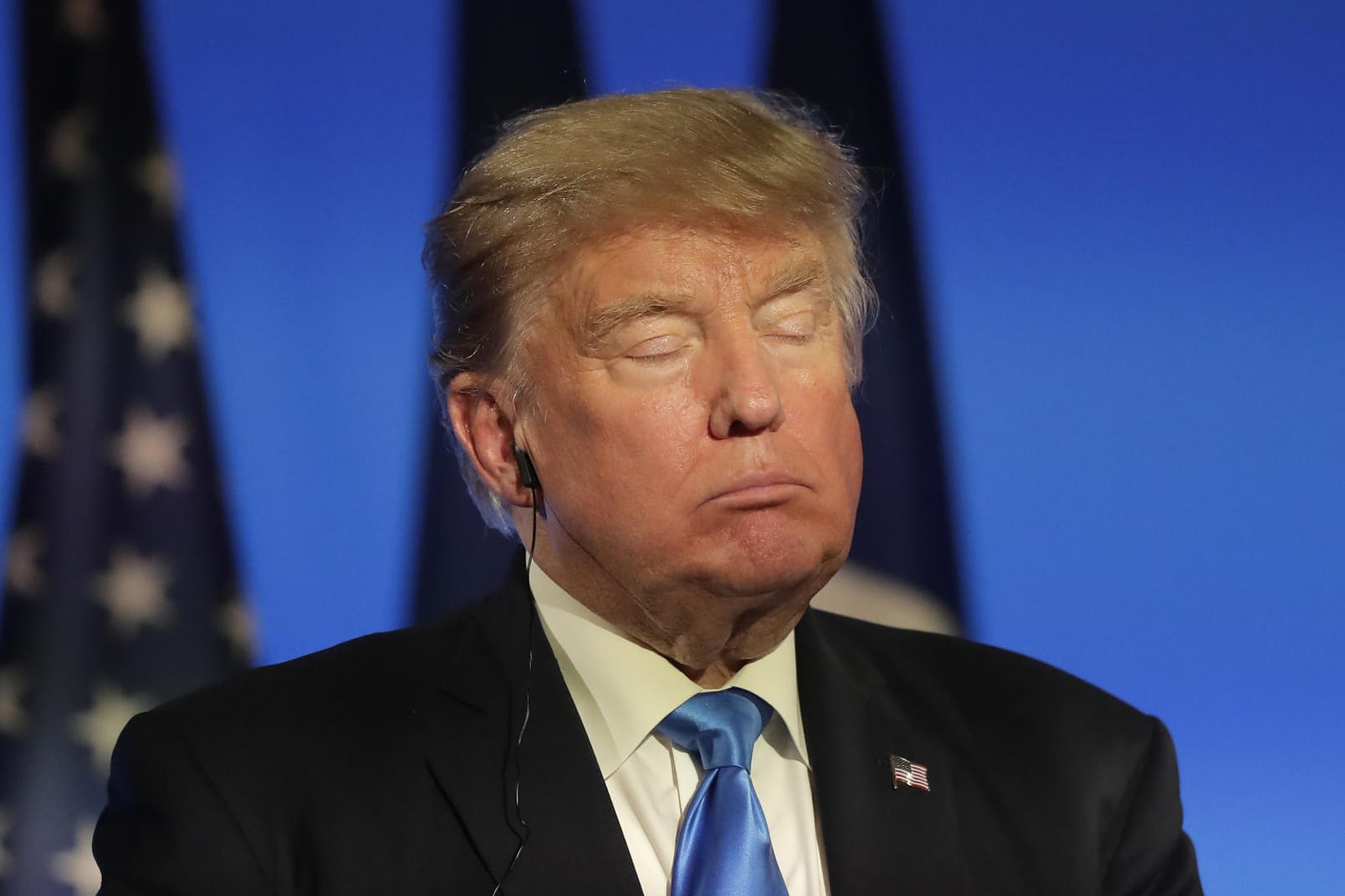 Am 13. Juli 2017 nahm Donald Trump bei seinem Besuch in Frankreich an einer Pressekonferenz teil.