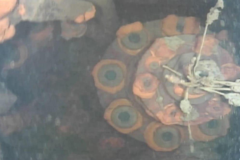 Das von einem Unterwasserroboter aufgenommene Foto zeigt einen Teil des mit Kühlwasser gefluteten Sicherheitsbehälters des Reaktors 3.