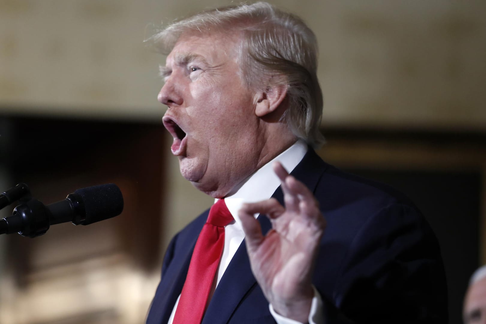 US-Präsident Donald Trump spricht im Weißen Haus in Washington (USA) über das US-Gesundheitssystem.