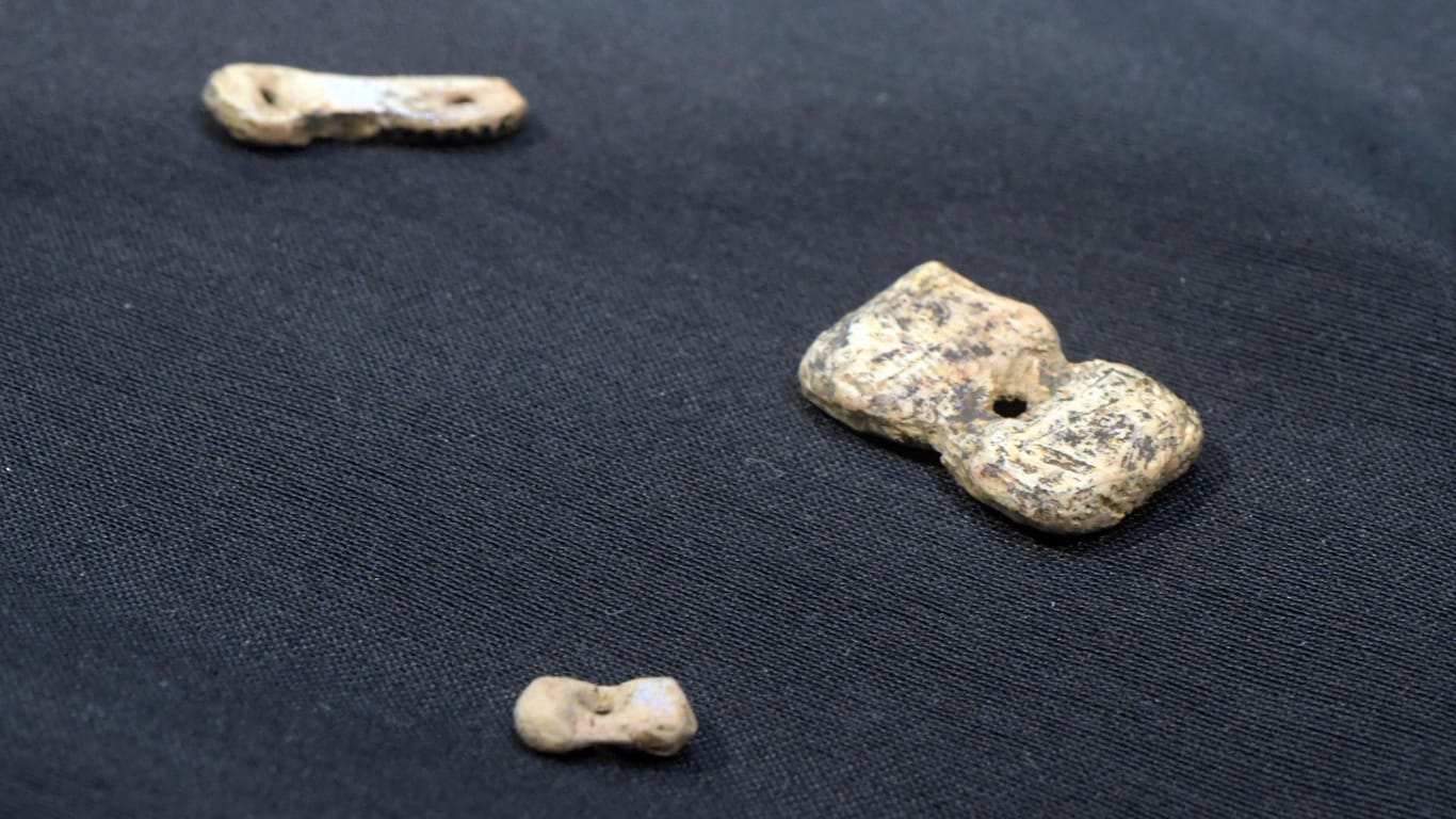 42.000 Jahre alte Perlen aus Elfenbein wurden bei Ausgrabungen von Archäologen in der Höhle Hohle Fels auf der Schwäbischen Alb gefunden.
