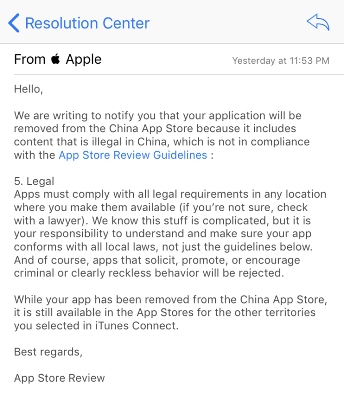 App-Absage von Apple