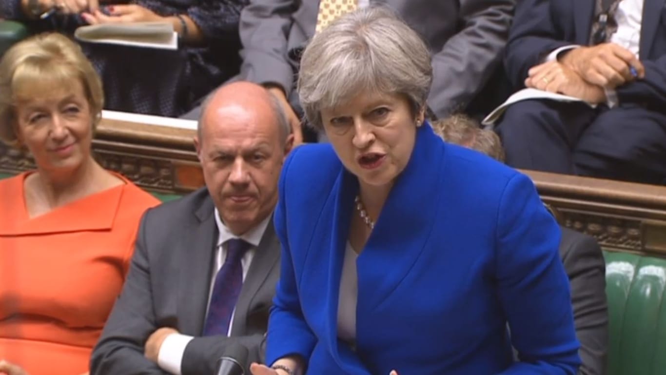 Die britische Premierministerin Theresa May spricht in London im britischen House of Commons.