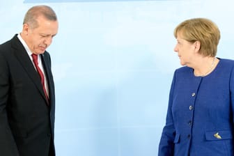Angela Merkel begrüßt Recep Tayyip Erdogan zu Beginn des G20-Gipfels in Hamburg.