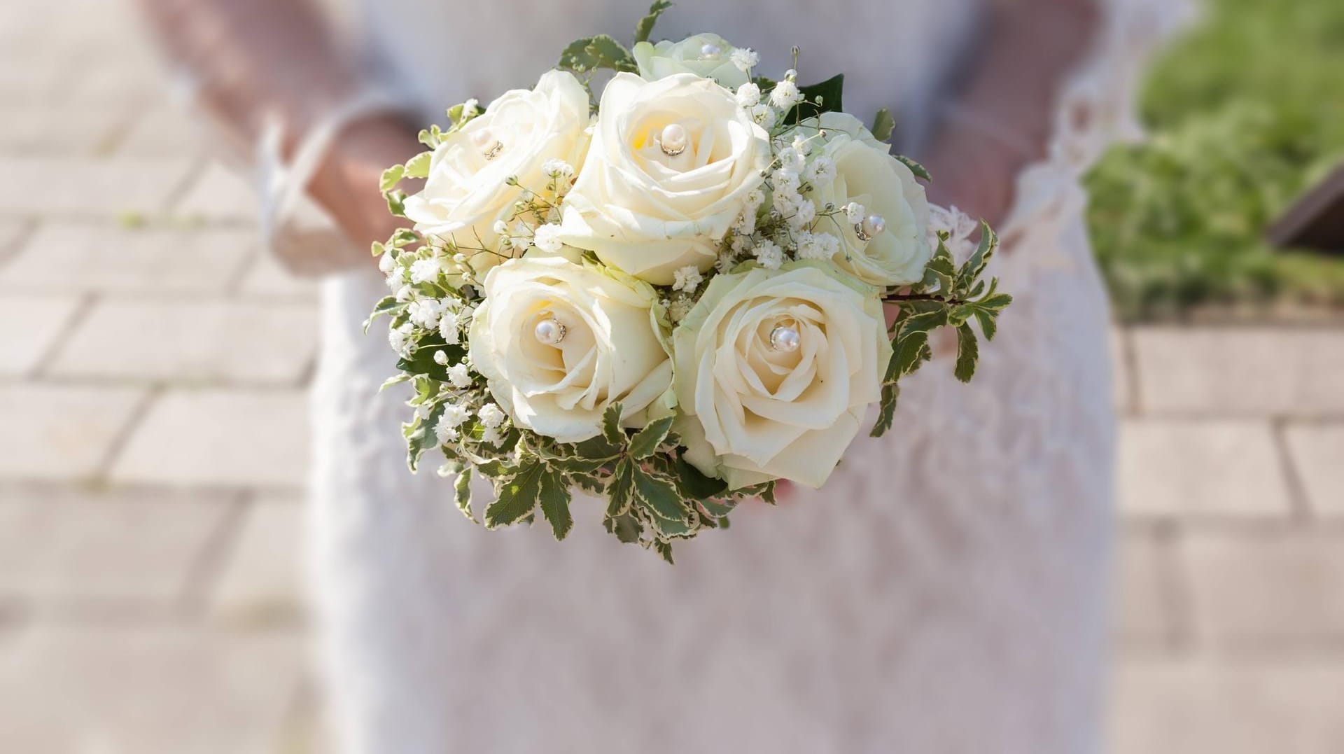 Brautstrauß am Tag der Hochzeit.