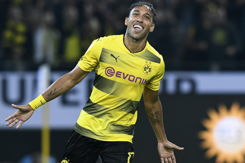 Der Jubel von Pierre-Emerick Aubameyang nach seinem verwandelten Elfmeter im Supercup gegen den FC Bayern.