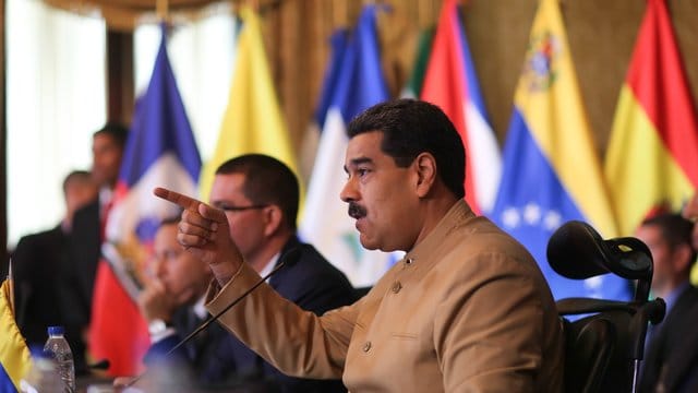 Venezuelas Präsident Nicolás Maduro bei einem Treffen des Politischen Rat der Bolivarianischen Allianz für Amerika. Venezuelas Präsident Nicolás Maduro bei einem Treffen des Politischen Rat der Bolivarianischen Allianz für Amerika.
