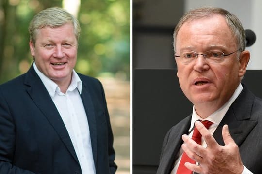 CDU-Spitzenkandidat Bernd Althusmann (l) hat gute Chancen, Amtsinhaber Stephan Weil (r) nach der Neuwahl als Ministerpräsident Niedersachsens abzulösen.