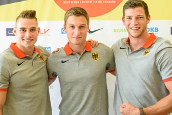 Die Speerwerfer Johannes Vetter (l.), Thomas Röhler (M.) und Andreas Hofmann wollen bei der WM in London Edelmetall holen.