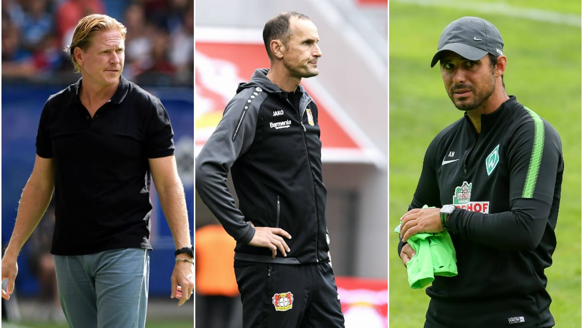 Markus Gisdol, Heiko Herrlich und Alexander Nouri (v. l.) gehen mit Sorgenfalten in die erste Pokal-Hauptrunde. Markus Gisdol, Heiko Herrlich und Alexander Nouri (v. l.) gehen mit Sorgenfalten in die erste Pokal-Hauptrunde.