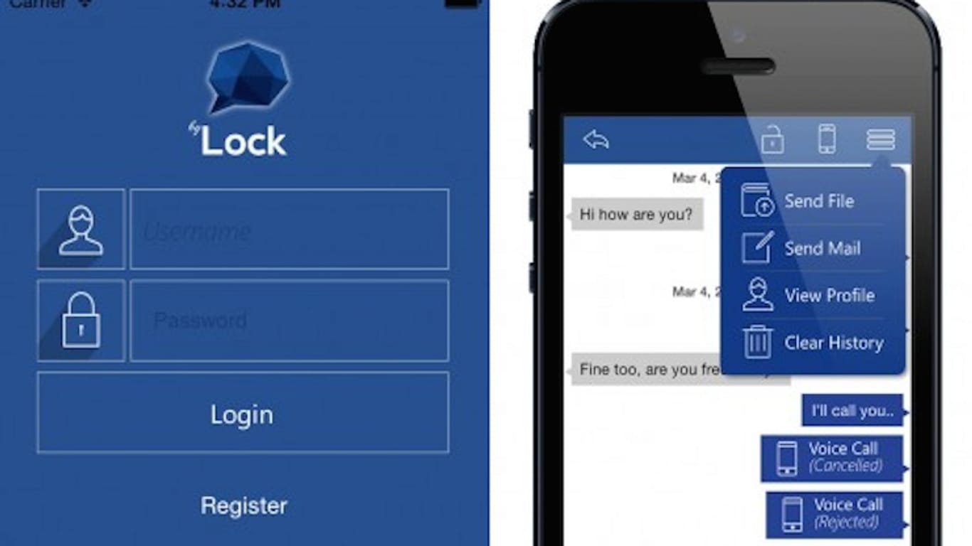 Die Oberfläche des Messengers "ByLock" auf dem iPhone.