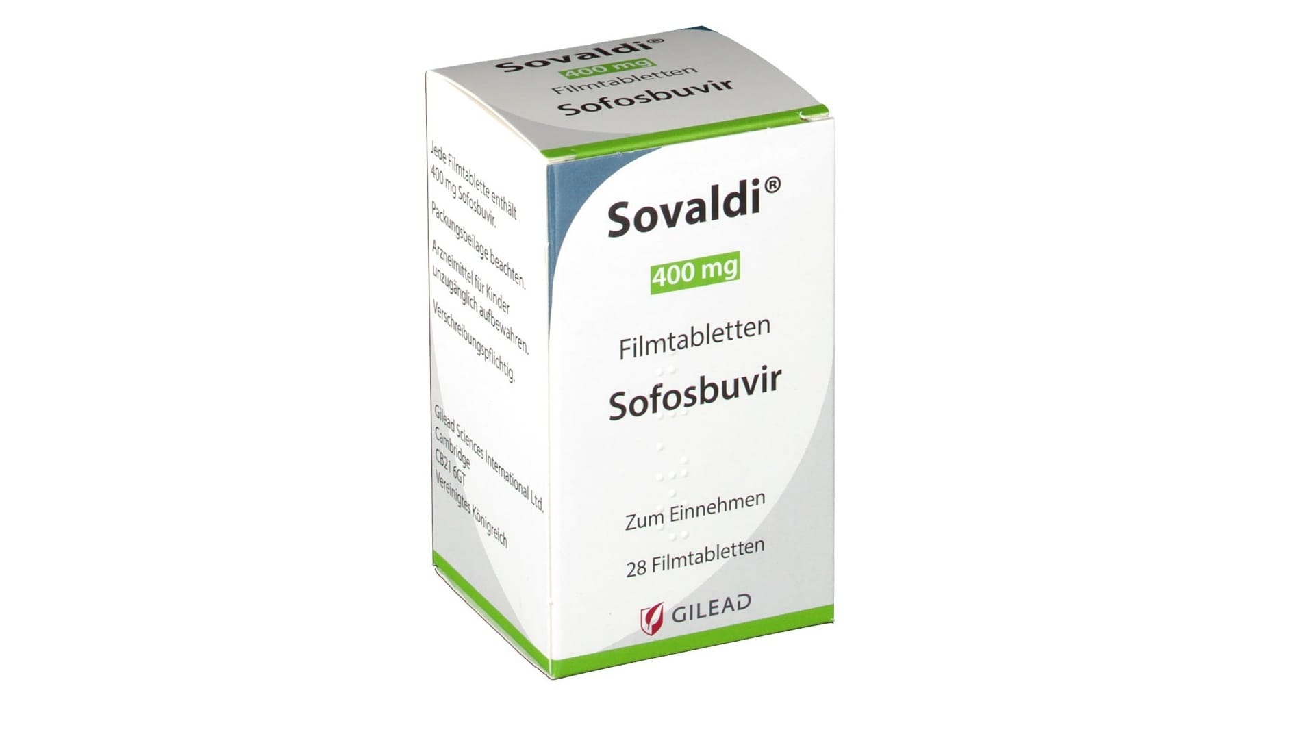 Sovaldi 400 mg Filmtabletten" der Firma Gilead.