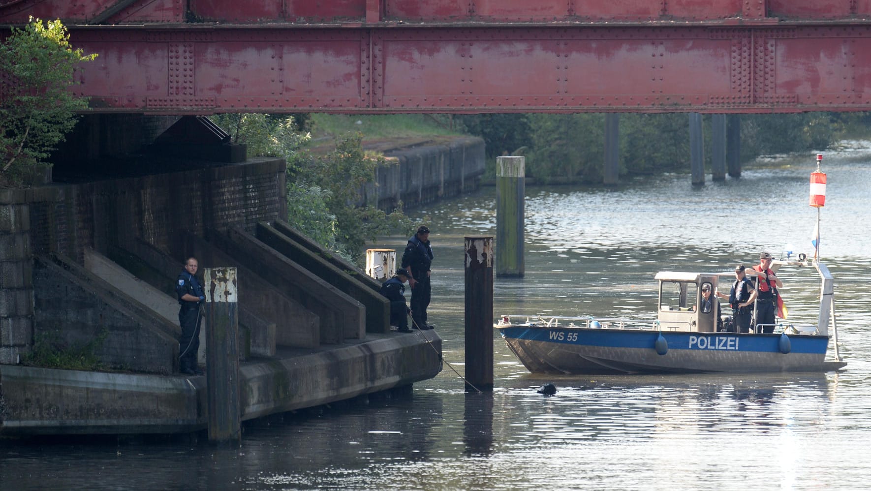 Taucher der Polizei suchen den Tiefstackkanal in Hamburg nach weiteren Leichenteilen ab. Taucher der Polizei suchen den Tiefstackkanal in Hamburg nach weiteren Leichenteilen ab.