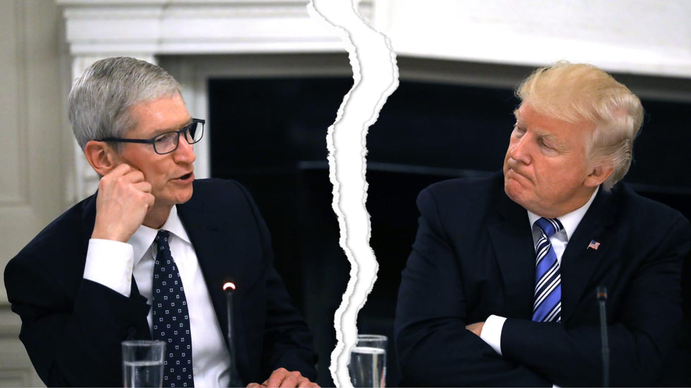 Tiefer Riss: Apples Tim Cook (links) grenzt sich klar gegen US-Präsident Donald Trump ab.