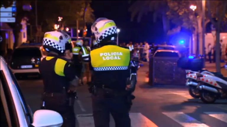 Still image taken from Reuters video shows the scene where police had killed four attackers in Cambrils, south of Barcelona