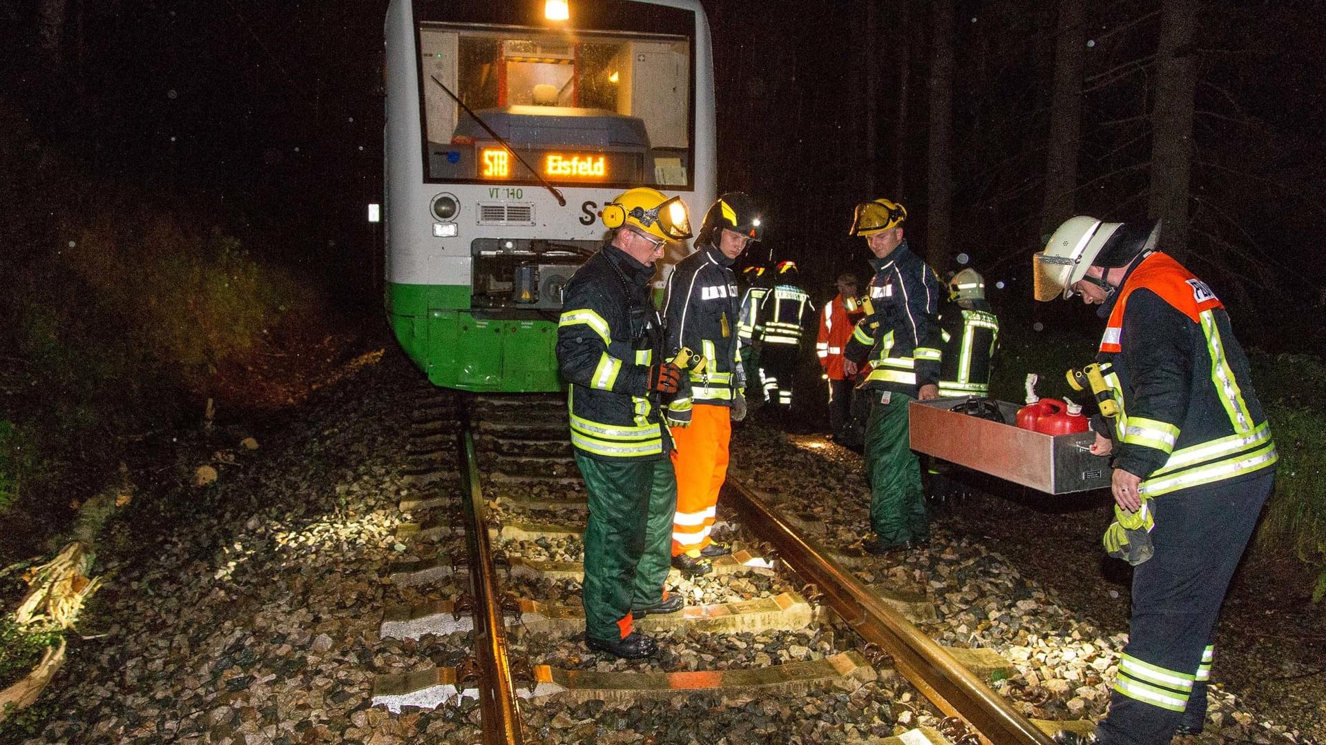 Baum stürzt auf Bahnstrecke Hildburghausen-Themar.