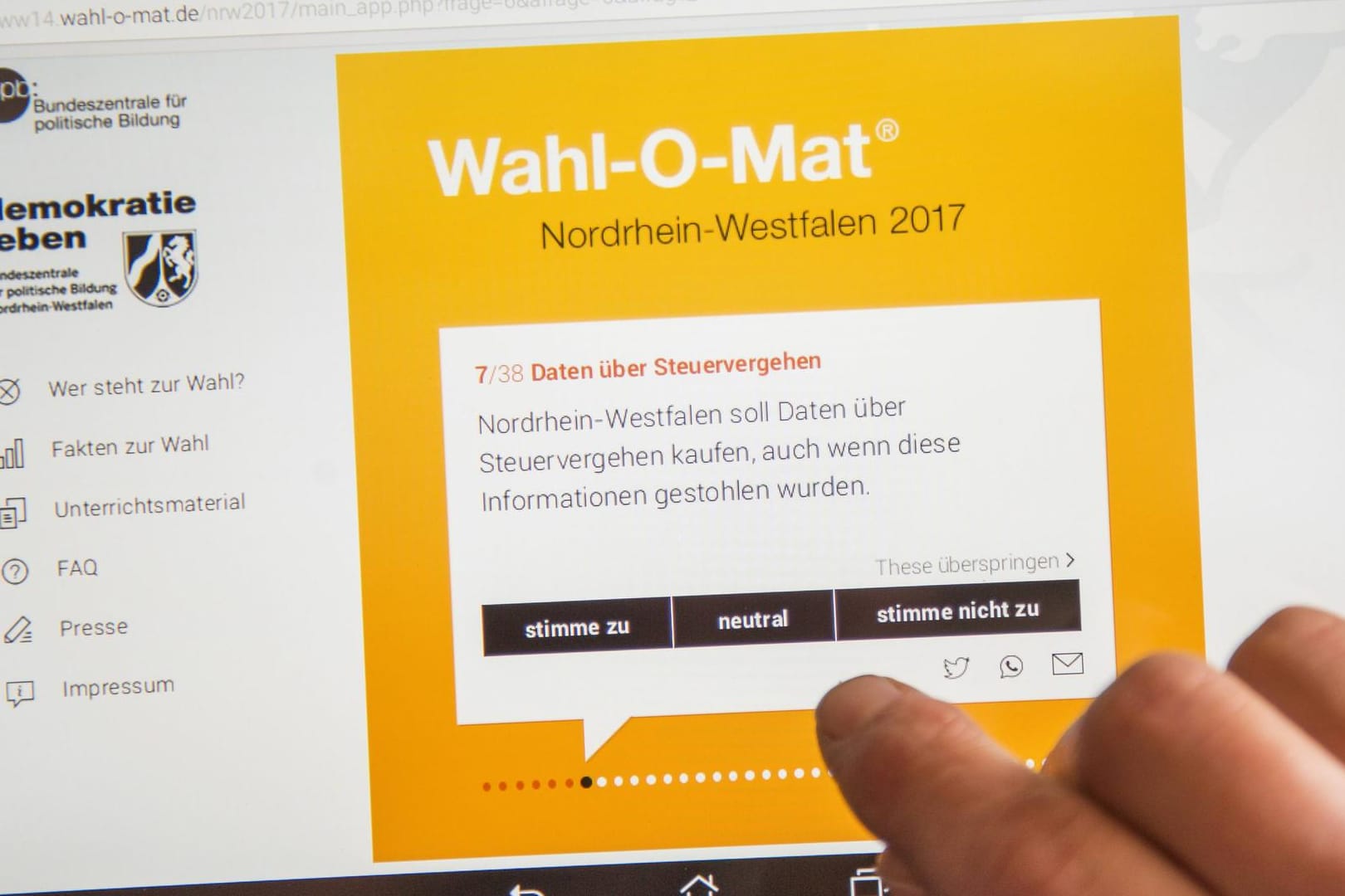 Symbolbild: Wahl-O-Mat für die Landtagswahl in NRW im Mai 2017
