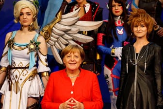 Angela Merkel bei ihrer Eröffnungsrede auf der Gamescom in Köln.