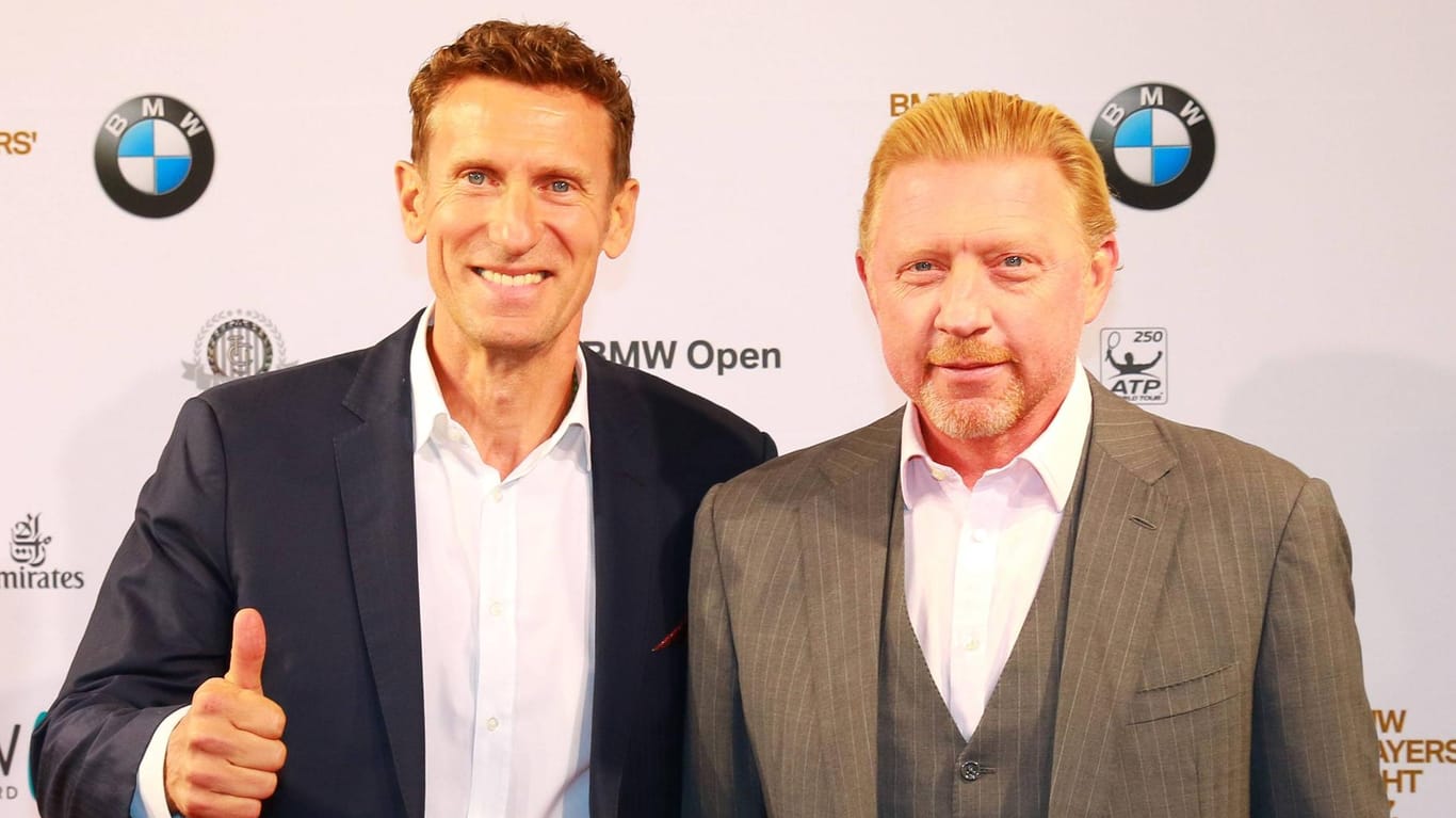 Turnierdirektor Patrik Kühnen und Boris Becker bei den BMW Open 2017 in München.