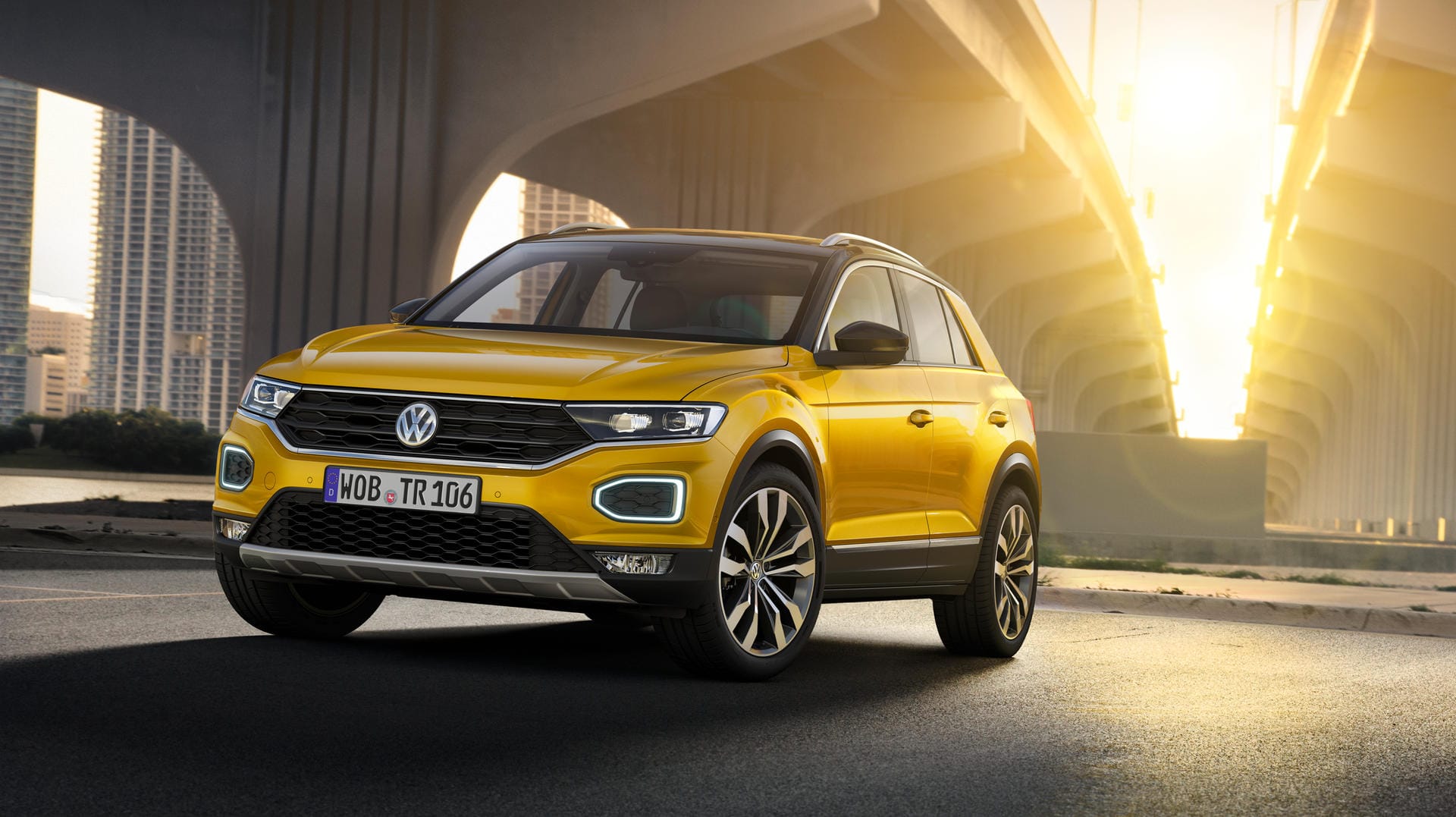 Das computergenerierte Foto zeigt den Geländewagen Golf-SUV T-Roc. Der Geländewagen orientiert sich bei den Abmessungen am Golf.