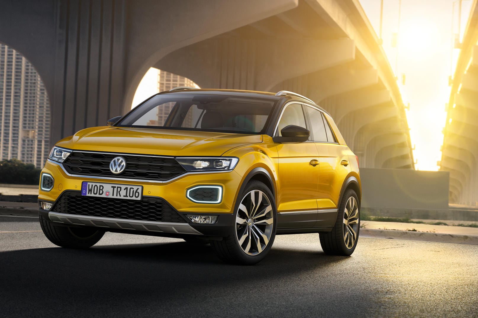 Das computergenerierte Foto zeigt den Geländewagen Golf-SUV T-Roc. Der Geländewagen orientiert sich bei den Abmessungen am Golf.