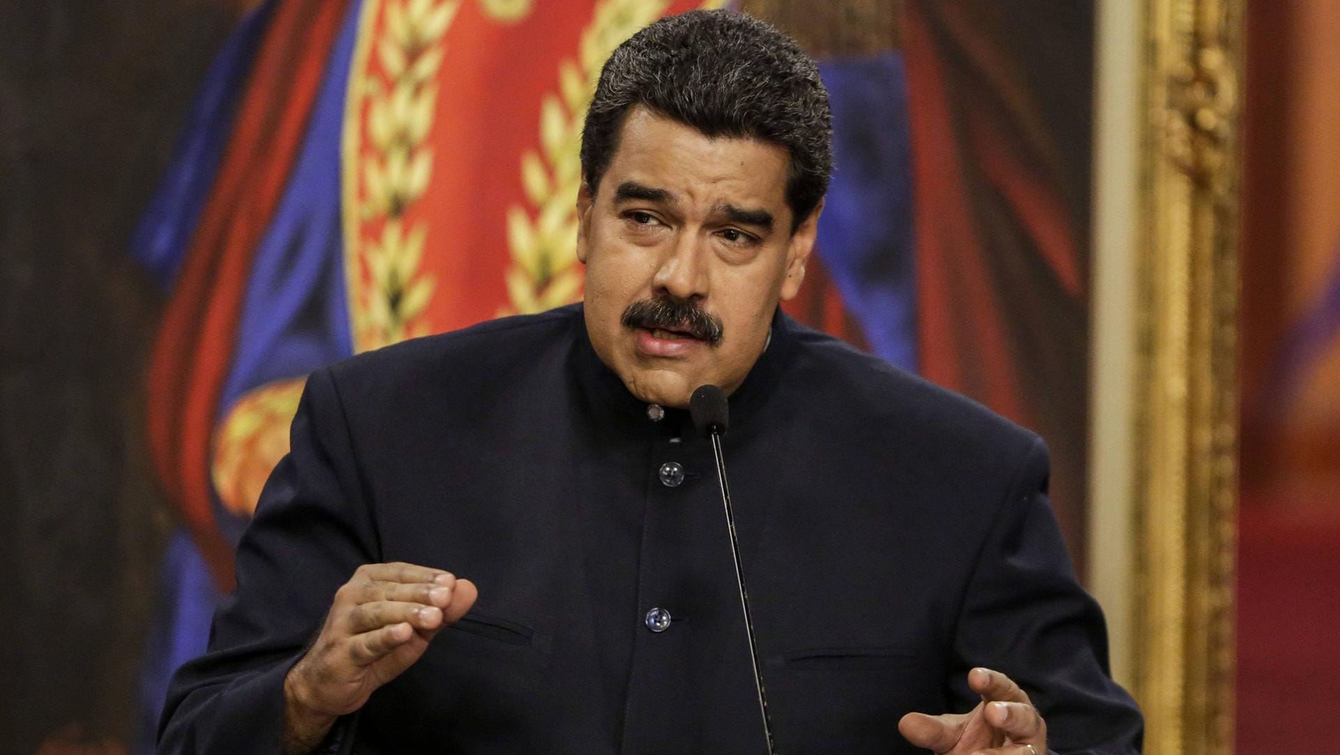 Der venezolanische Präsident Nicolas Maduro auf einer Pressekonferenz in Caracas, Venezuela. Der venezolanische Präsident Nicolas Maduro auf einer Pressekonferenz in Caracas, Venezuela.