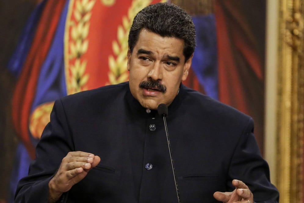Der venezolanische Präsident Nicolas Maduro auf einer Pressekonferenz in Caracas, Venezuela.