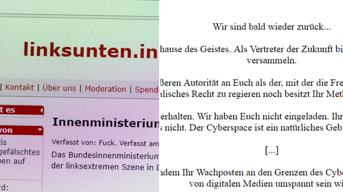 Die verbotene Website linksunten.indymedia.org soll offenbar wieder ins Netz gestellt werden. Die verbotene Website linksunten.indymedia.org soll offenbar wieder ins Netz gestellt werden.