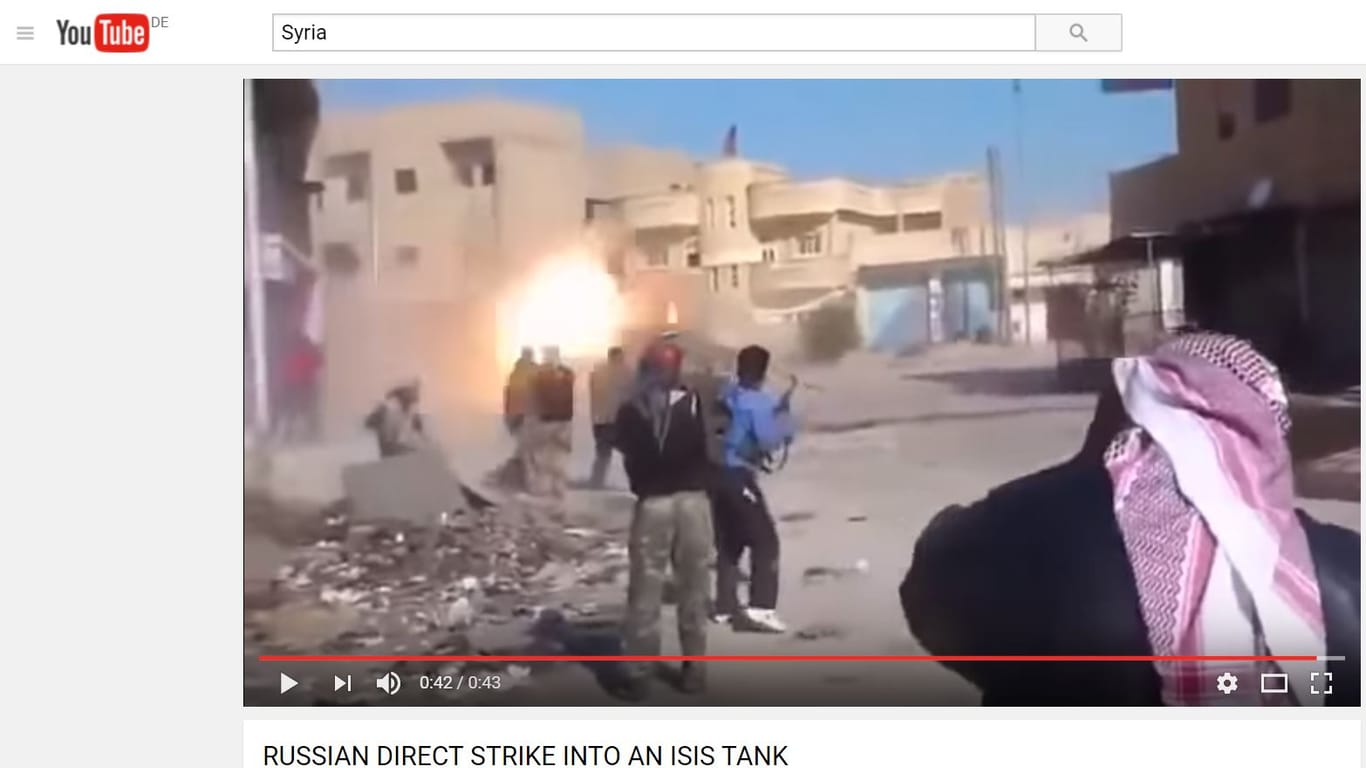 Ein Video von einem Panzer, der von einer Rakete getroffen wird. Gefunden auf YouTube.