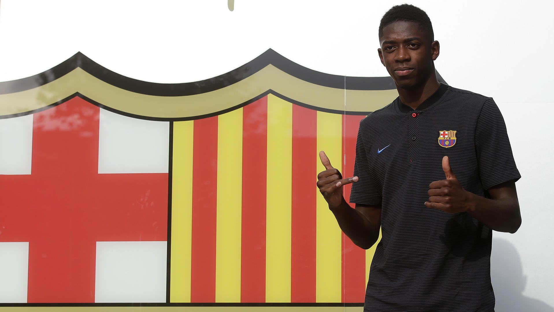 Ousmane Dembélé bei seiner Vorstellung in Barcelona.