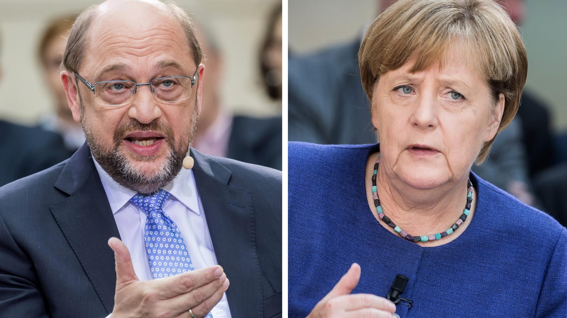 SPD-Kanzlerkandidat Martin Schulz und Bundeskanzlerin Angela Merkel (CDU) stehen sich am Sonntag in einem TV-Duell gegenüber. SPD-Kanzlerkandidat Martin Schulz und Bundeskanzlerin Angela Merkel (CDU) stehen sich am Sonntag in einem TV-Duell gegenüber.