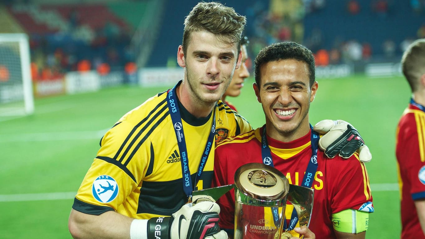 2013: Thiago (rechts) und David de Gea feiern den Titel bei der U21-EM.