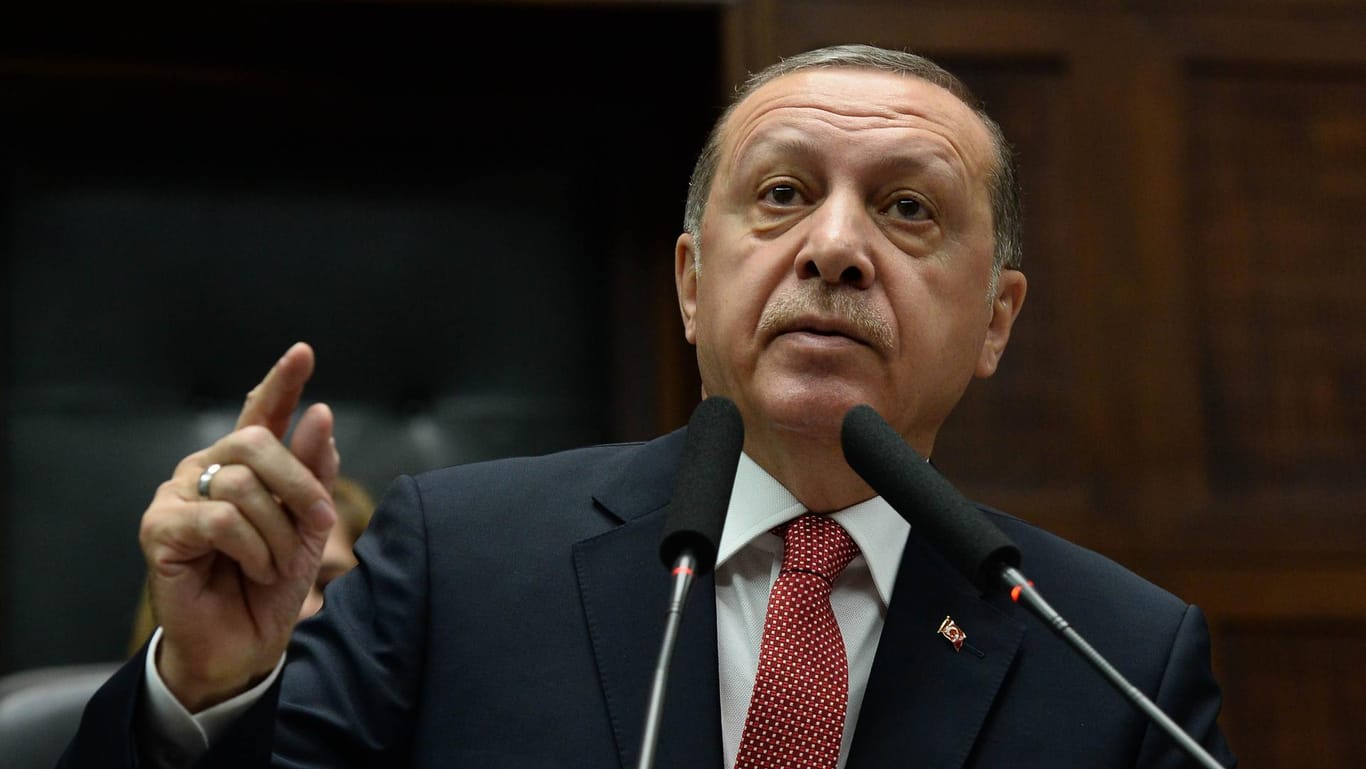Der türkische Präsident Recep Erdoğan während einer Rede.