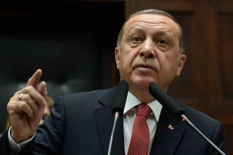 Der türkische Präsident Recep Erdoğan während einer Rede.