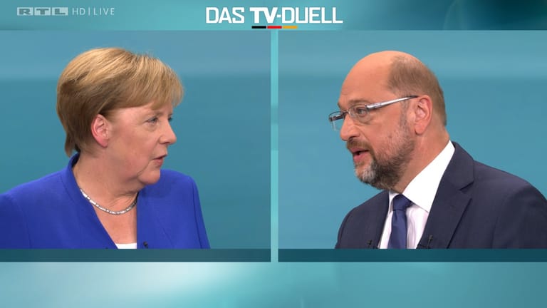 TV-Duell zwischen der Bundeskanzlerin und CDU-Vorsitzenden Angela Merkel und dem SPD-Kanzlerkandidaten und SPD-Vorsitzenden Martin Schulz.