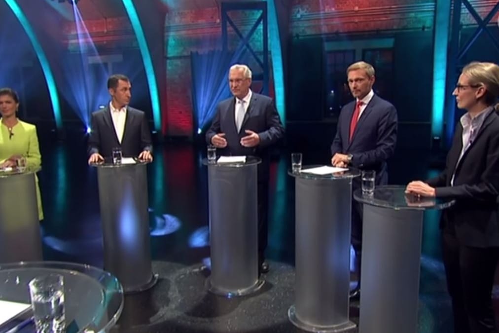 Sahra Wagenknecht (Die Linke), Cem Özdemir (Grüne), Joachim Herrmann (CSU), Christian Lindner (FDP) und Alice Weidel (AfD) beim TV-Fünfkampf.